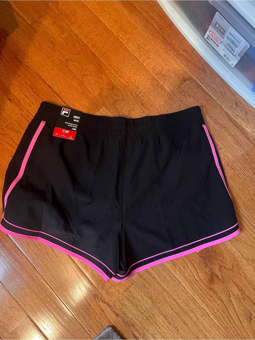Kohl's Black Athletic Shorts with Pink Trim - Picture 4 of 4